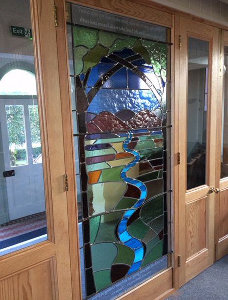 Stained glass church door